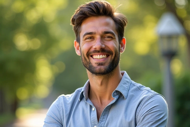 A man looking strong and healthy, representing male well-being