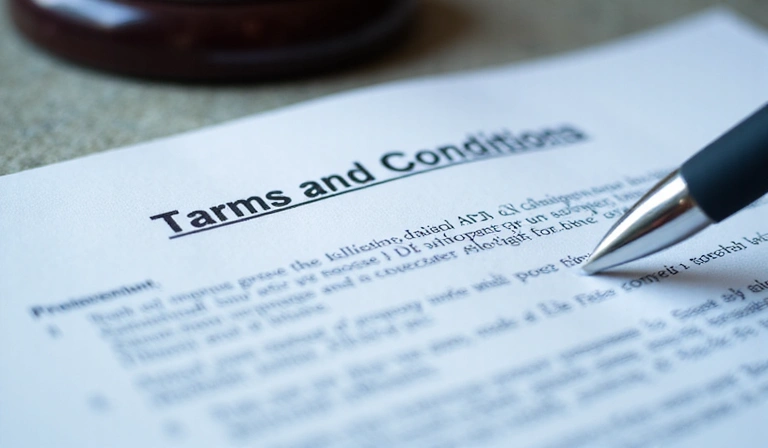 Legal document with a pen, signing a contract, representing terms and conditions updates